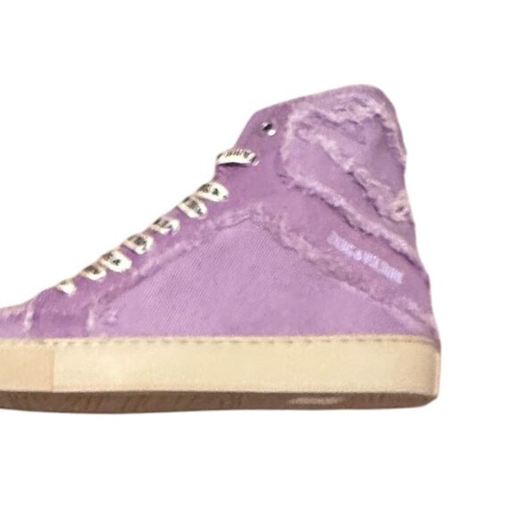 Zadig and Voltaire High Flash Canvas Boomerang Purple High Top Sneakers Size 40 - Picture 3 of 15